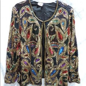 COPY - Colorful Laurence Kazar Sequin Jacket Size L